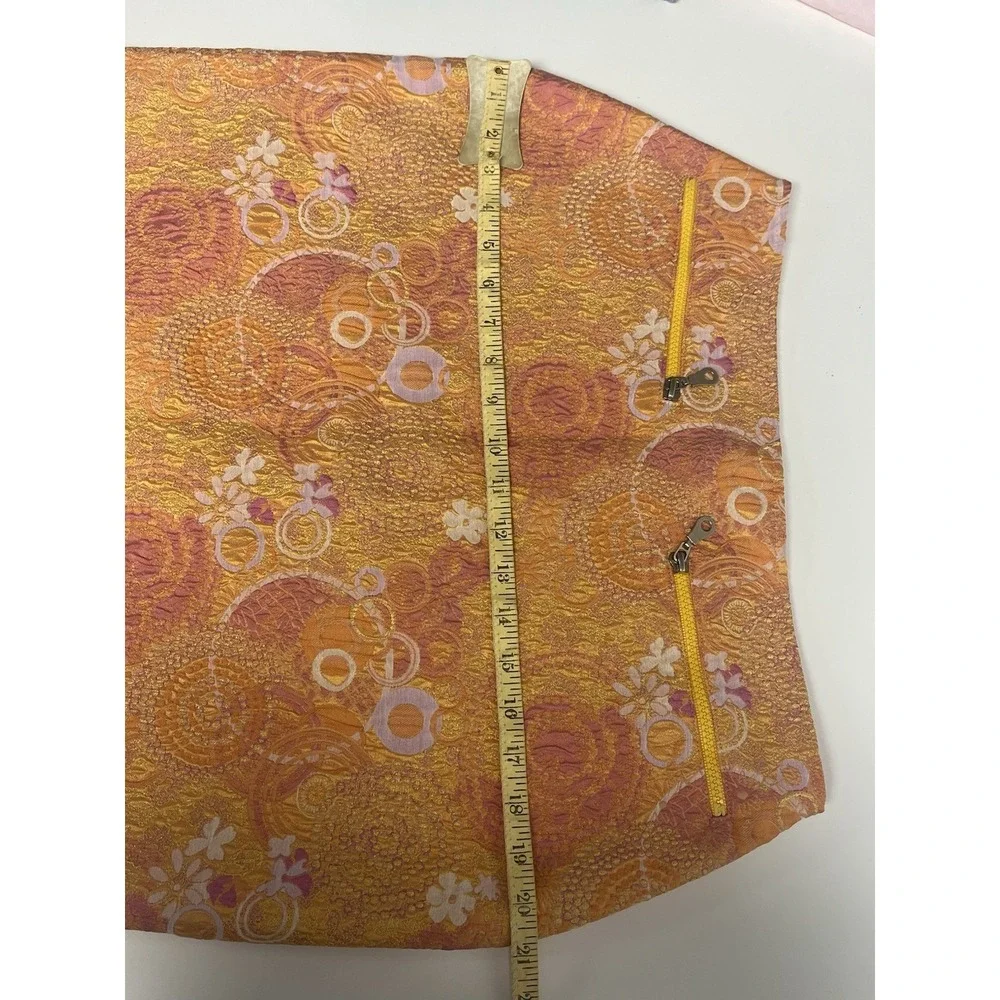 Tulip & Tatamo Floral‎ Brocade Bella Skirt Orange Mod Norway Medium Circles Slit